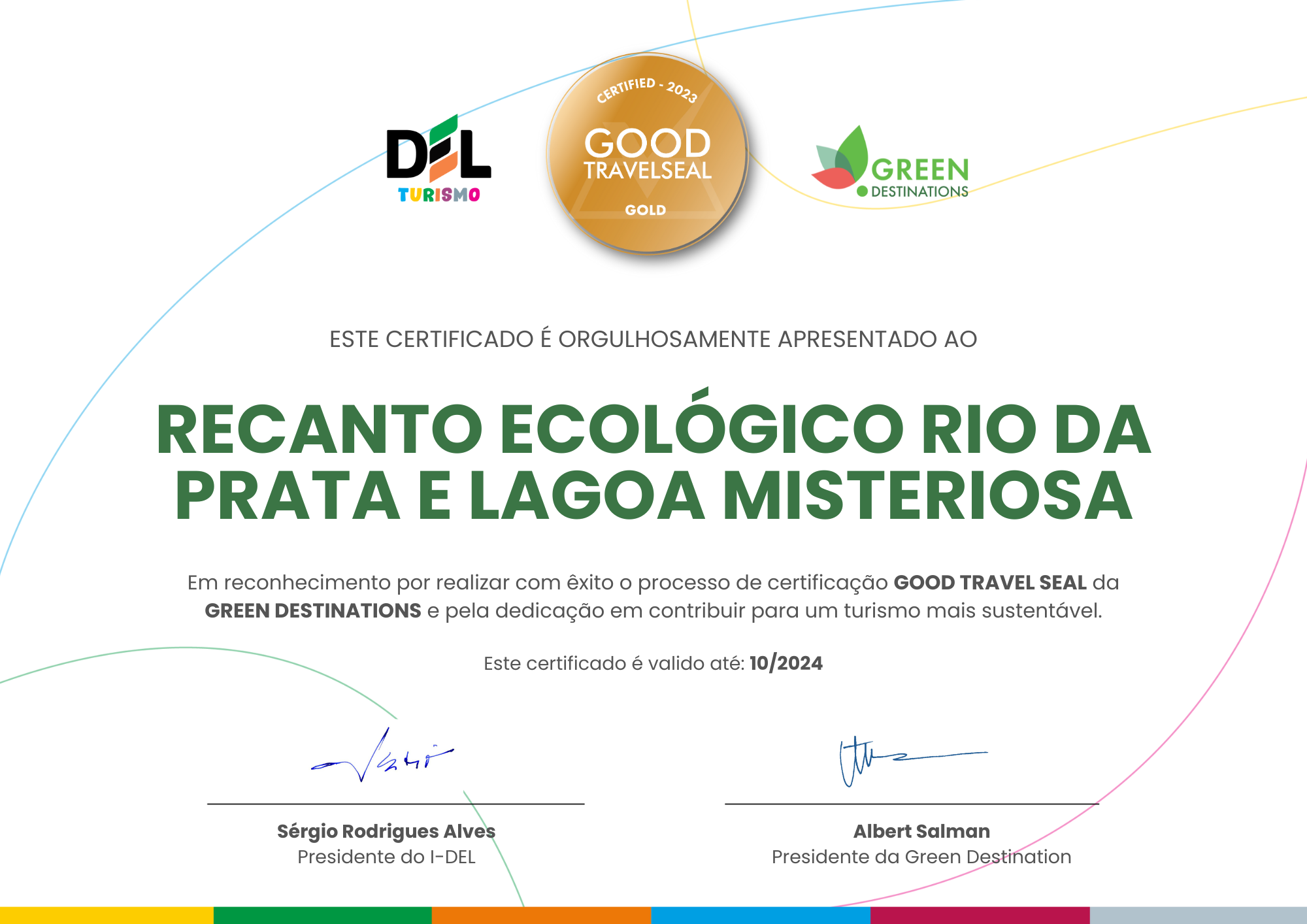 Certificado DEL Turismo - Ouro - Recanto Ecológico Rio da Prata